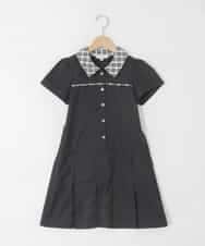 KJEFD55059 a.v.v KIDS(アー・ヴェ・ヴェ) [130-160]【洗える】タックプリーツ襟付きワンピース ブラック