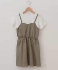 KJEFJ34034 a.v.v KIDS(アー・ヴェ・ヴェ) [100-130]バックリボンドッキングワンピース[WEB限定サイズ] カーキ