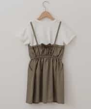 KJEFJ34034 a.v.v KIDS(アー・ヴェ・ヴェ) [100-130]バックリボンドッキングワンピース[WEB限定サイズ] カーキ