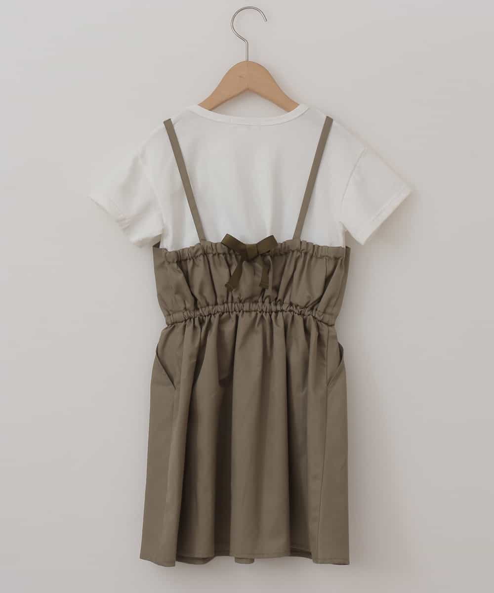 KJEFJ34034 a.v.v KIDS(アー・ヴェ・ヴェ) [100-130]バックリボンドッキングワンピース[WEB限定サイズ] カーキ