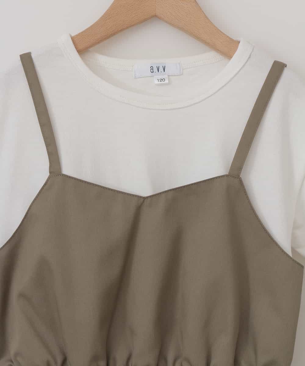 KJEFJ34034 a.v.v KIDS(アー・ヴェ・ヴェ) [100-130]バックリボンドッキングワンピース[WEB限定サイズ] カーキ