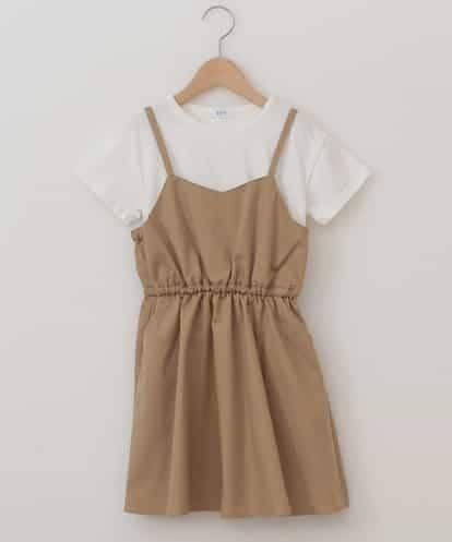 KJEFJ34034 a.v.v KIDS [100-130]バックリボンドッキングワンピース[WEB限定サイズ]
