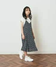 KJEFP40034 a.v.v KIDS(アー・ヴェ・ヴェ) [120-130]フラワープリントバックリボンワンピース ミント