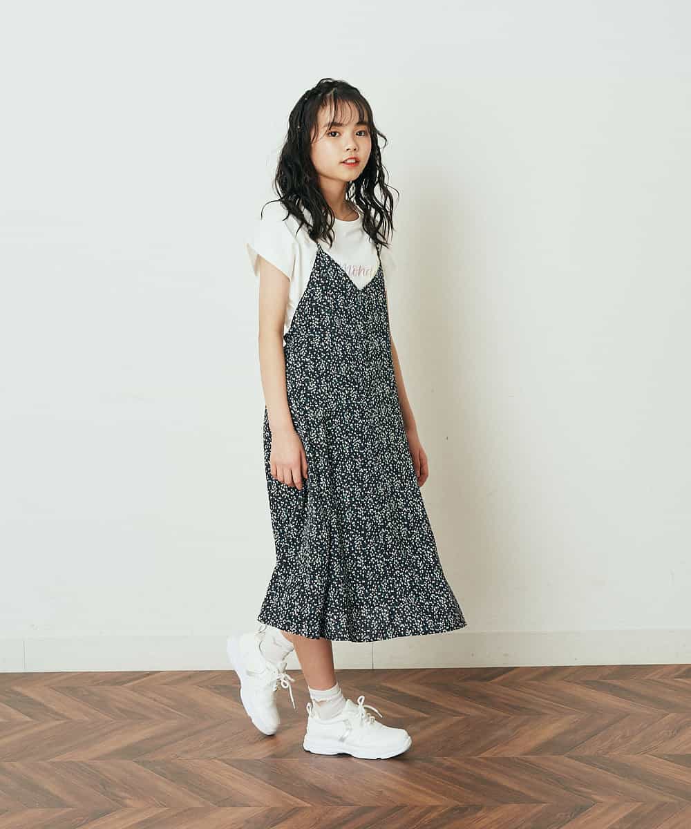 KJEFP40034 a.v.v KIDS(アー・ヴェ・ヴェ) [120-130]フラワープリントバックリボンワンピース ミント