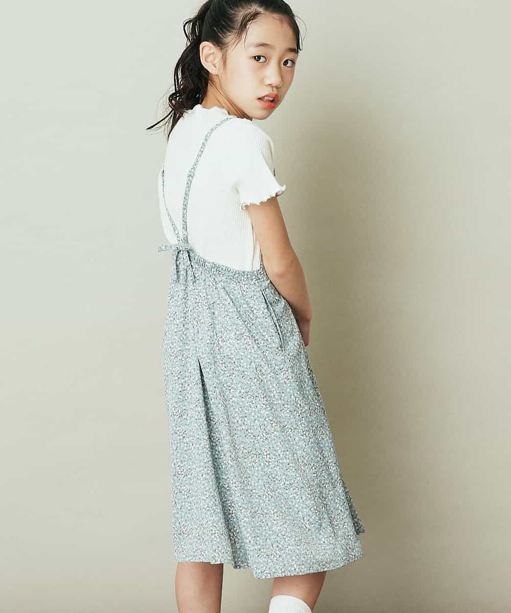 KJEFP40034 a.v.v KIDS(アー・ヴェ・ヴェ) [120-130]フラワープリントバックリボンワンピース ミント