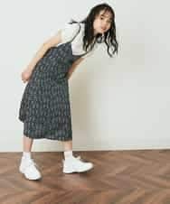 KJEFP40034 a.v.v KIDS(アー・ヴェ・ヴェ) [120-130]フラワープリントバックリボンワンピース ネイビー