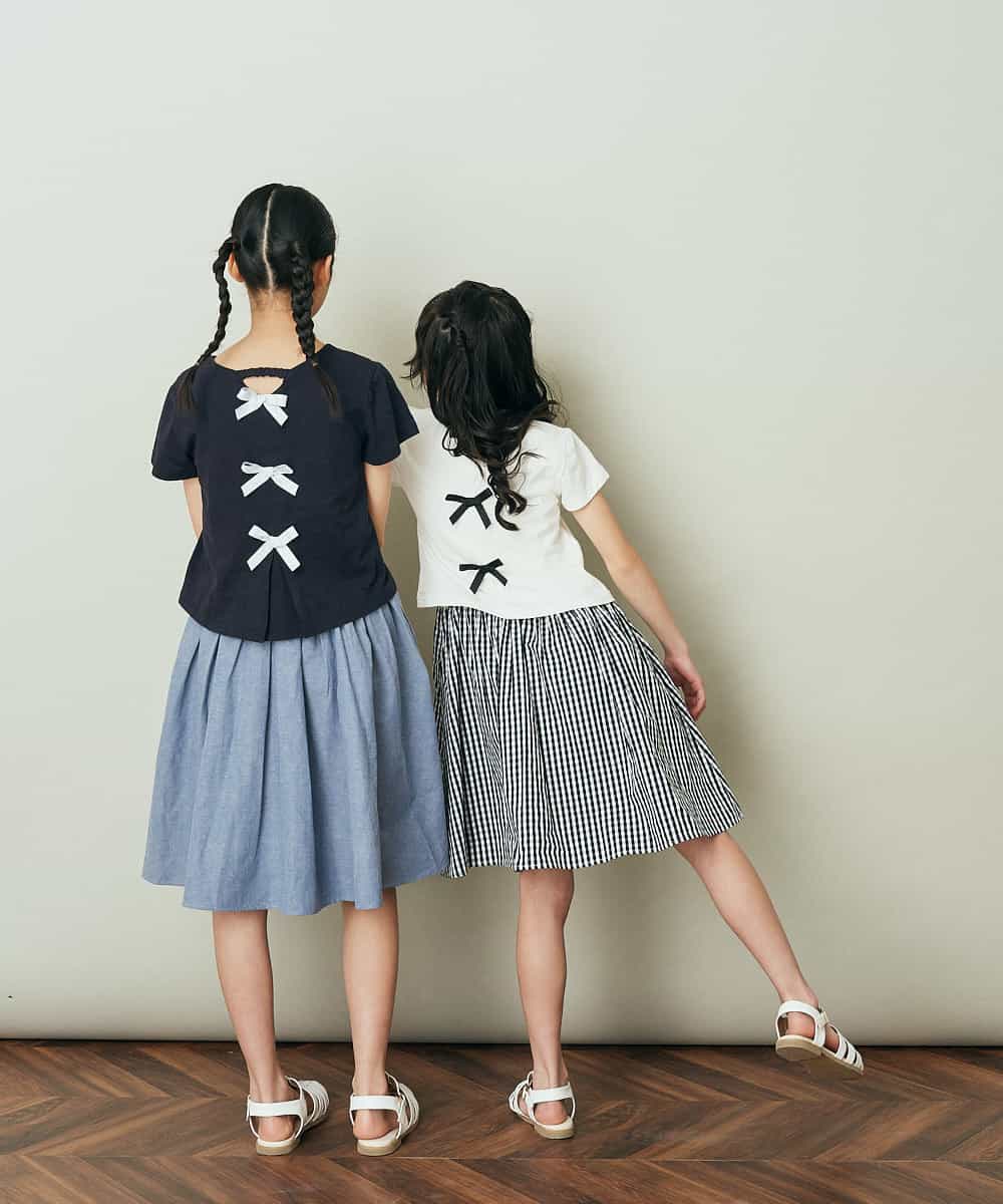 KJEFP41029 a.v.v KIDS(アー・ヴェ・ヴェ) [100-130]バックリボンドッキングワンピース ネイビー