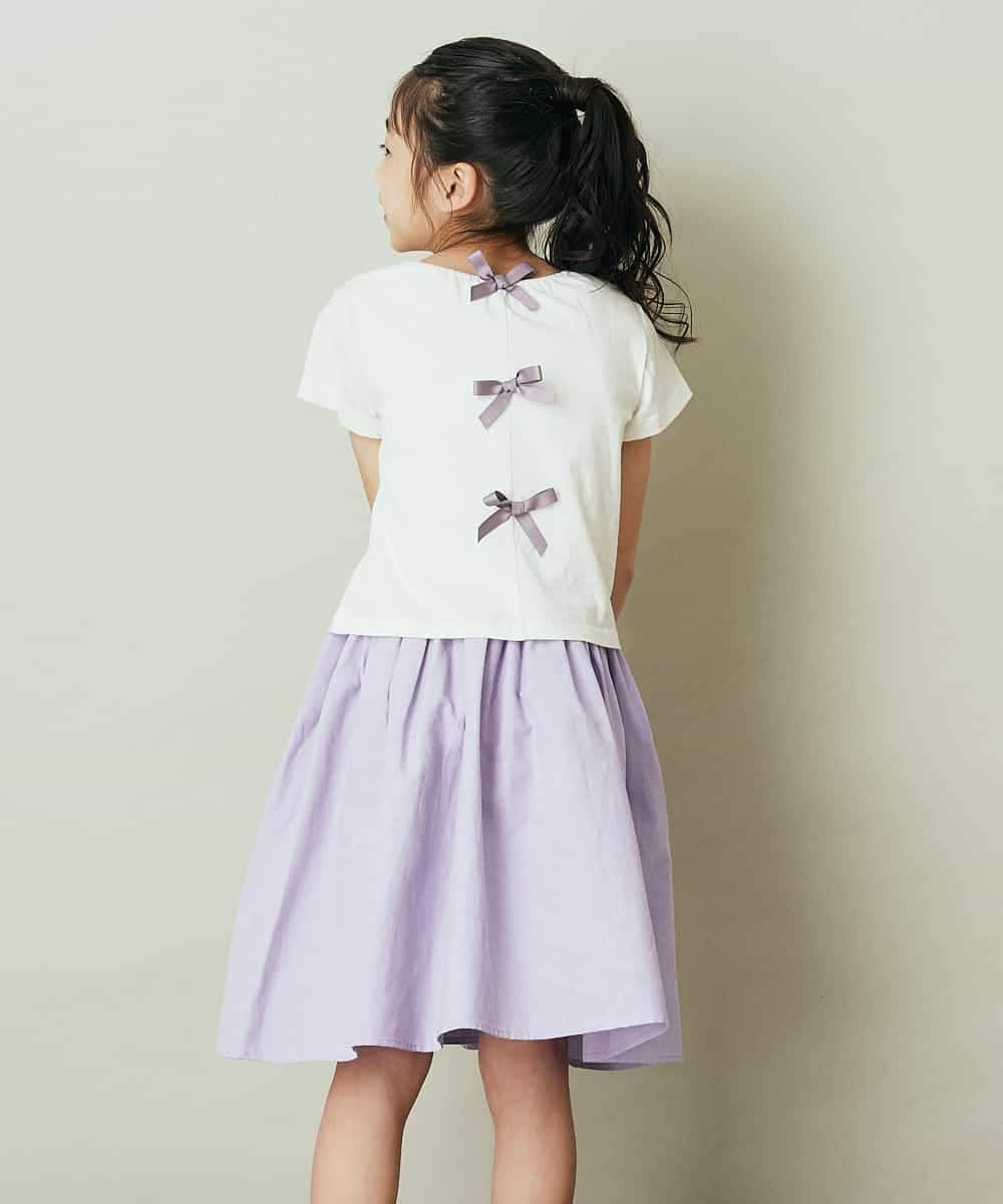 KJEFP41029 a.v.v KIDS(アー・ヴェ・ヴェ) [100-130]バックリボンドッキングワンピース ネイビー