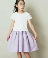 KJEFP41029 a.v.v KIDS(アー・ヴェ・ヴェ) [100-130]バックリボンドッキングワンピース ネイビー