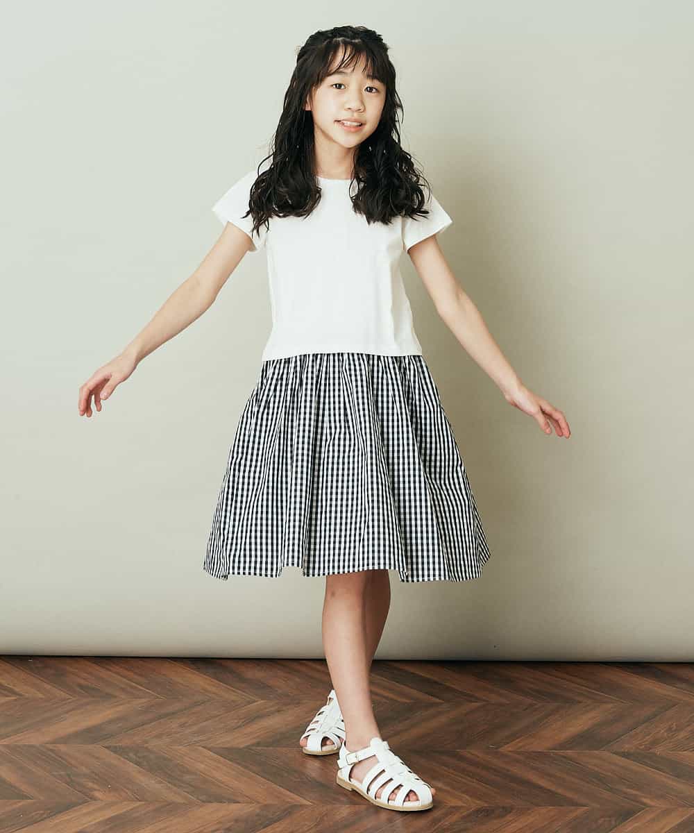KJEFP41029 a.v.v KIDS(アー・ヴェ・ヴェ) [100-130]バックリボンドッキングワンピース ネイビー