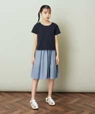 KJEFP41029 a.v.v KIDS(アー・ヴェ・ヴェ) [100-130]バックリボンドッキングワンピース ネイビー