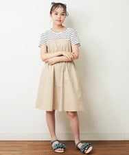 KJEFP44034 a.v.v KIDS(アー・ヴェ・ヴェ) [100-130]ボーダードッキングワンピース ミント