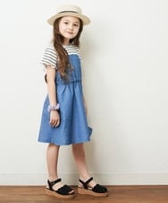 KJEFP44034 a.v.v KIDS(アー・ヴェ・ヴェ) [100-130]ボーダードッキングワンピース ミント