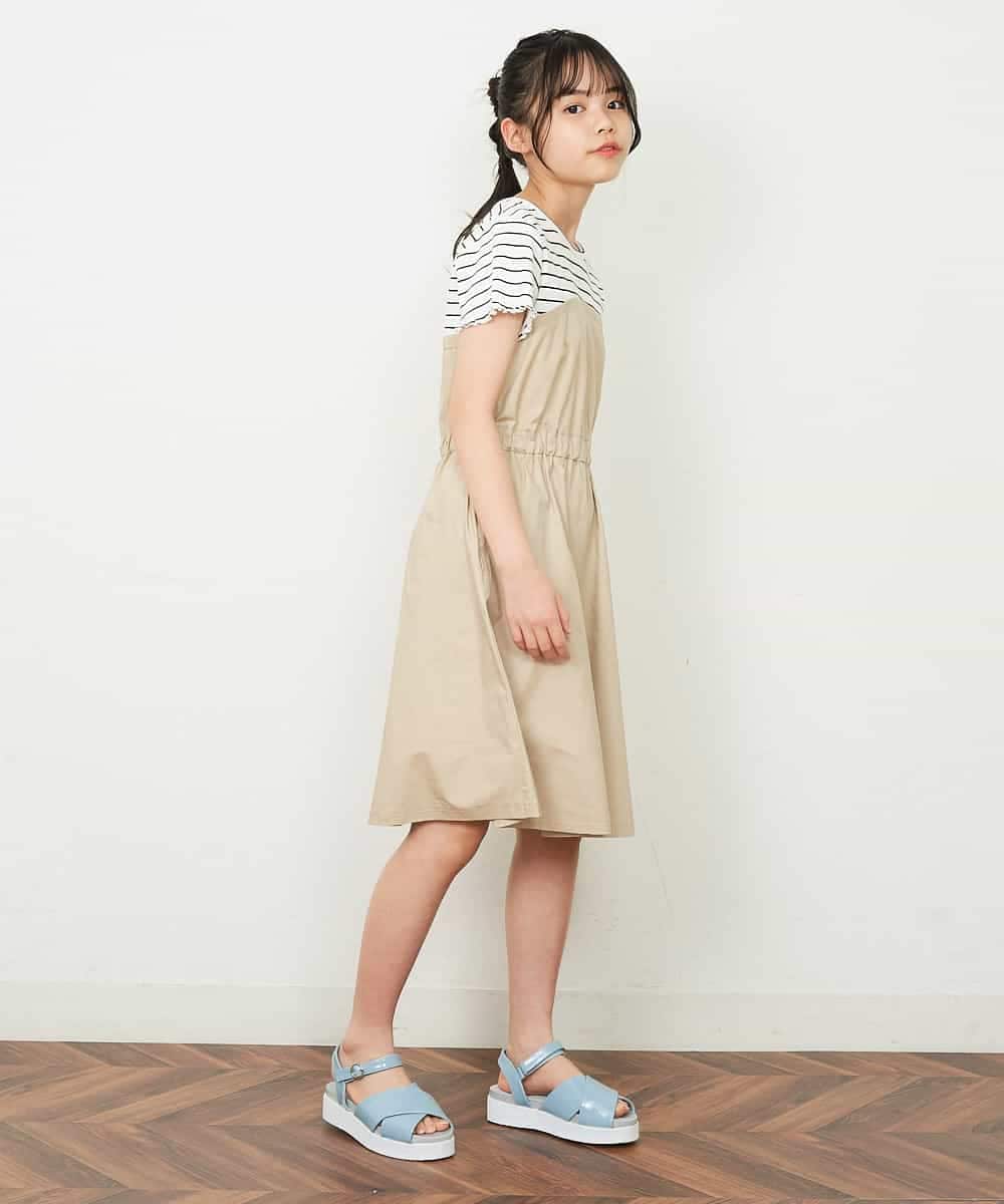 KJEFP44034 a.v.v KIDS(アー・ヴェ・ヴェ) [100-130]ボーダードッキングワンピース ミント