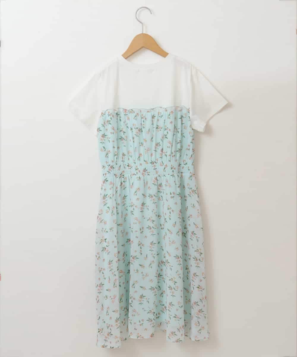 KJEFP45034 a.v.v KIDS(アー・ヴェ・ヴェ) [100-130]花柄シフォンドッキングワンピース ライトブルー