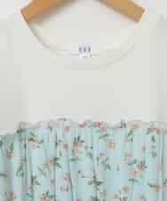 KJEFP45034 a.v.v KIDS(アー・ヴェ・ヴェ) [100-130]花柄シフォンドッキングワンピース ライトブルー