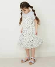 KJEFP45034 a.v.v KIDS(アー・ヴェ・ヴェ) [100-130]花柄シフォンドッキングワンピース ホワイト