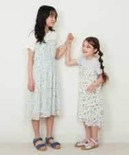 KJEFP45034 a.v.v KIDS(アー・ヴェ・ヴェ) [100-130]花柄シフォンドッキングワンピース ホワイト