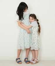 KJEFP45034 a.v.v KIDS(アー・ヴェ・ヴェ) [100-130]花柄シフォンドッキングワンピース ホワイト