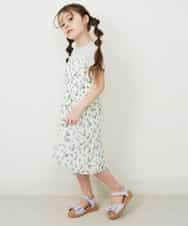 KJEFP45034 a.v.v KIDS(アー・ヴェ・ヴェ) [100-130]花柄シフォンドッキングワンピース ホワイト