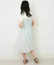 KJEFP45034 a.v.v KIDS(アー・ヴェ・ヴェ) [100-130]花柄シフォンドッキングワンピース ホワイト