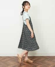 KJEFQ40039 a.v.v KIDS(アー・ヴェ・ヴェ) [140-150]フラワープリントバックリボンワンピース ネイビー