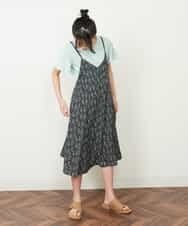 KJEFQ40039 a.v.v KIDS(アー・ヴェ・ヴェ) [140-150]フラワープリントバックリボンワンピース ネイビー