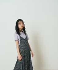 KJEFQ40039 a.v.v KIDS(アー・ヴェ・ヴェ) [140-150]フラワープリントバックリボンワンピース ネイビー