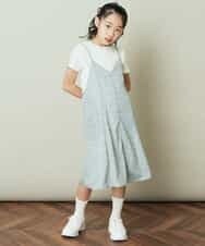KJEFQ40039 a.v.v KIDS(アー・ヴェ・ヴェ) [140-150]フラワープリントバックリボンワンピース ネイビー