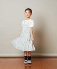 KJEFS41039 a.v.v KIDS(アー・ヴェ・ヴェ) [100-130]花柄シフォンワンピース ライトブルー