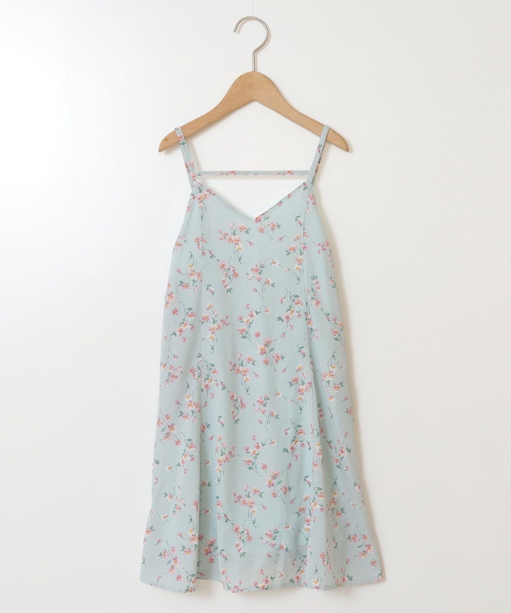 KJEFS41039 a.v.v KIDS(アー・ヴェ・ヴェ) [100-130]花柄シフォンワンピース ライトブルー