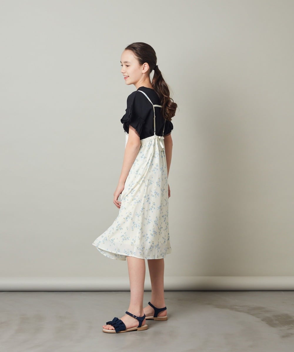 KJEFS41039 a.v.v KIDS(アー・ヴェ・ヴェ) [100-130]花柄シフォンワンピース ライトブルー