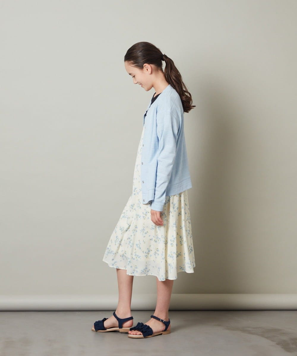 KJEFS41039 a.v.v KIDS(アー・ヴェ・ヴェ) [100-130]花柄シフォンワンピース ライトブルー