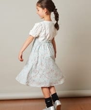 KJEFS41039 a.v.v KIDS(アー・ヴェ・ヴェ) [100-130]花柄シフォンワンピース ライトブルー