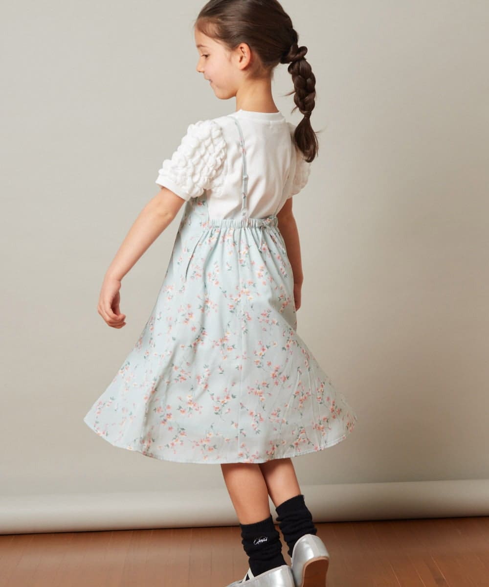 KJEFS41039 a.v.v KIDS(アー・ヴェ・ヴェ) [100-130]花柄シフォンワンピース ライトブルー