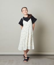 KJEFS41039 a.v.v KIDS(アー・ヴェ・ヴェ) [100-130]花柄シフォンワンピース ホワイト
