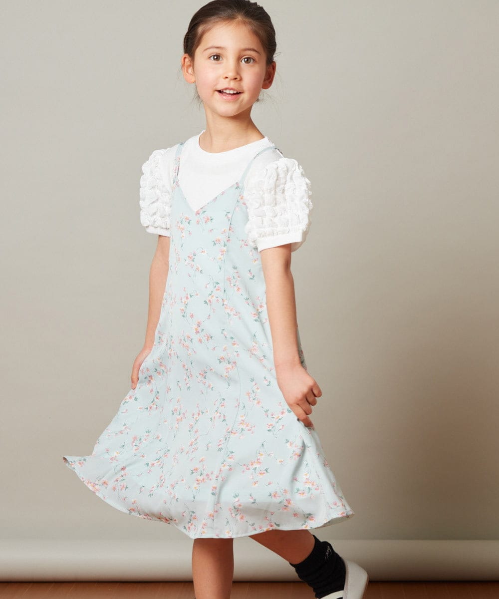 KJEFU41049 a.v.v KIDS(アー・ヴェ・ヴェ) [160]花柄シフォンワンピース ホワイト