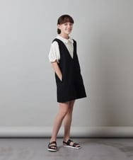 KJEFU44039 a.v.v KIDS(アー・ヴェ・ヴェ) [160]Vネックショートサロペット ブラック