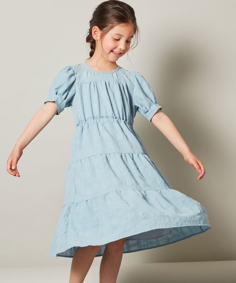 KJEFU46054 a.v.v KIDS(アー・ヴェ・ヴェ) [160]ティアードワンピース ライトブルー
