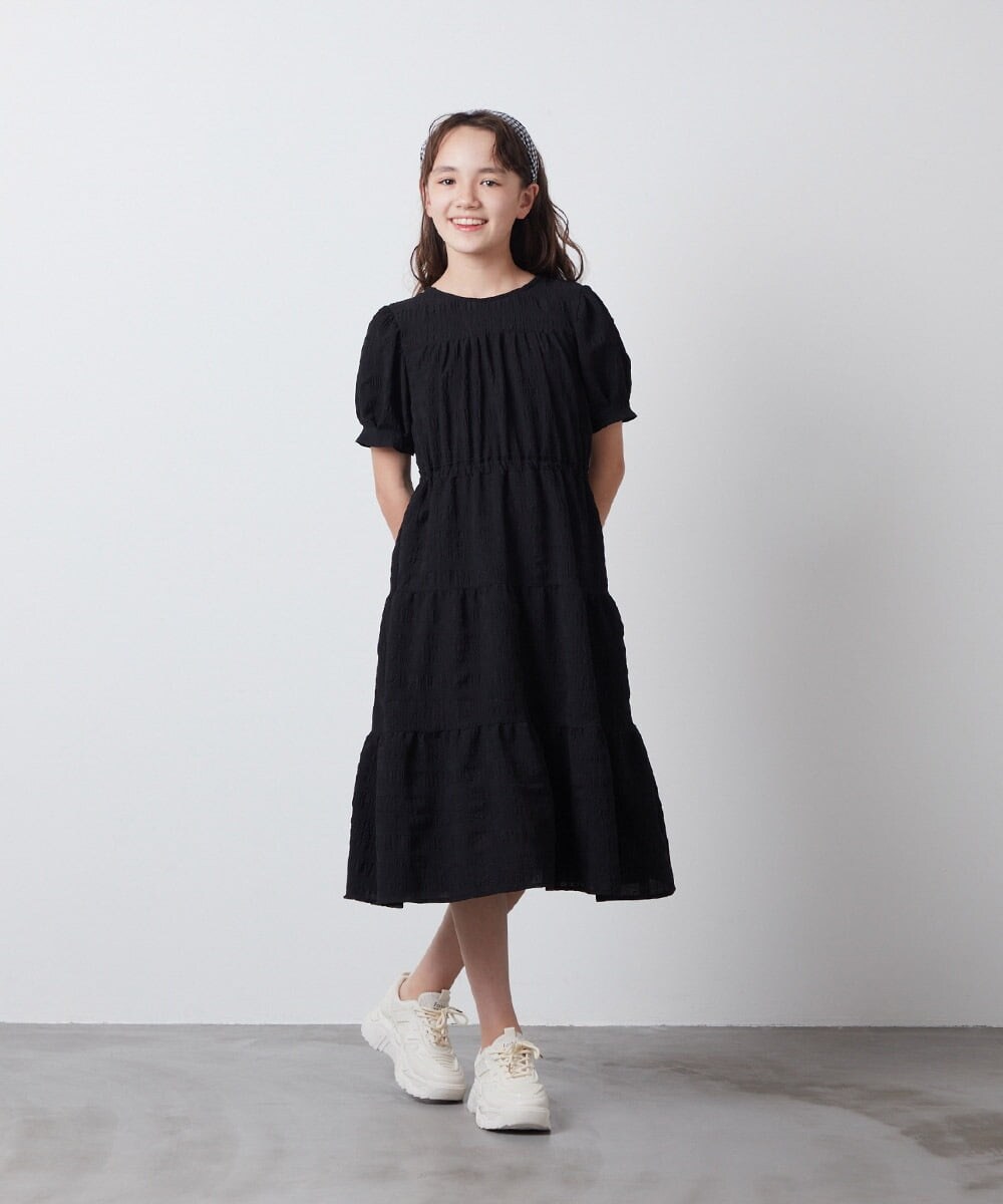 KJEFU46054 a.v.v KIDS(アー・ヴェ・ヴェ) [160]ティアードワンピース ブラック