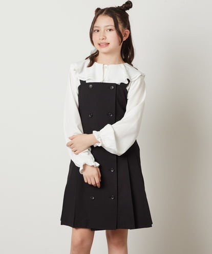KJEFV43039 a.v.v KIDS [100-130]フロントボタンジャンスカ