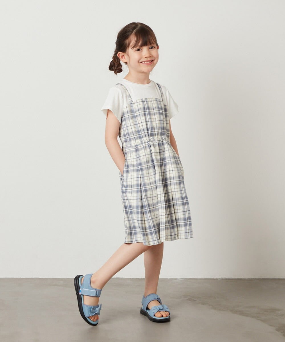 KJEFW31044 a.v.v KIDS(アー・ヴェ・ヴェ) [140-150]ドッキングワンピース ブルー（デニム）