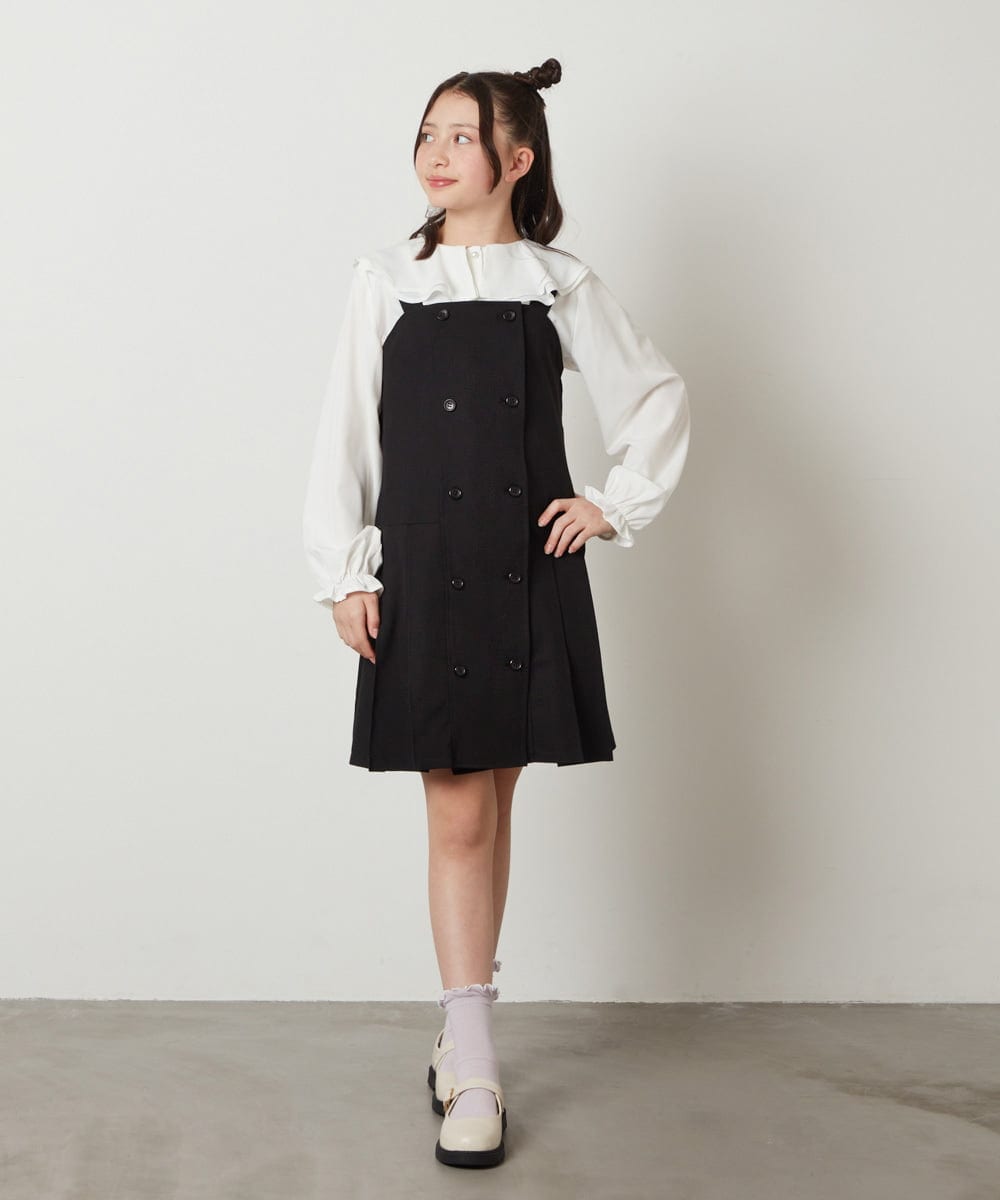 KJEFW43044 a.v.v KIDS(アー・ヴェ・ヴェ) [140-150]フロントボタンジャンスカ ブラック