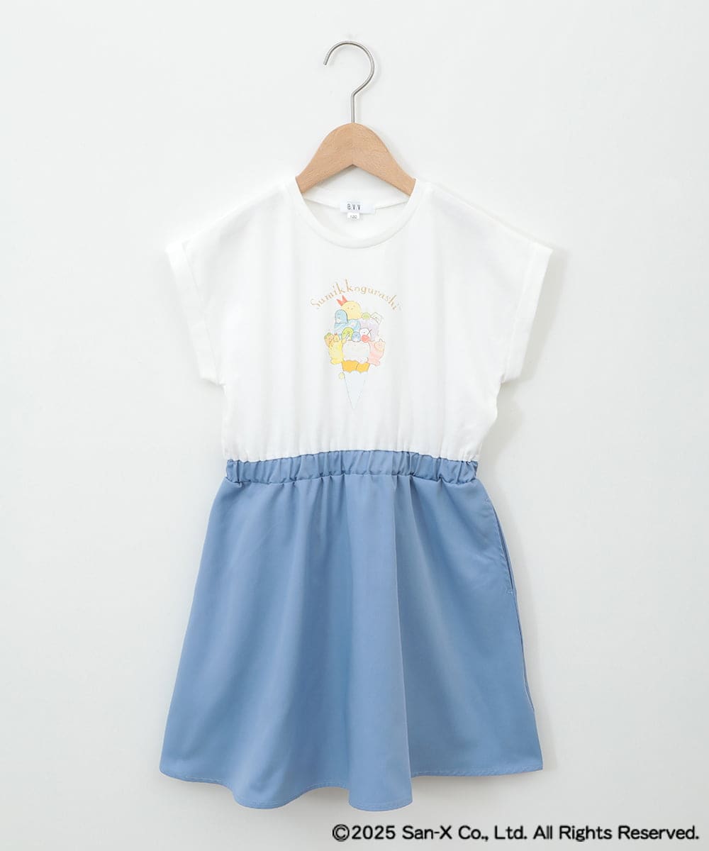 KJEGA80044 a.v.v KIDS(アー・ヴェ・ヴェ) [100-140]すみっコぐらしドッキングワンピース ライトブルー