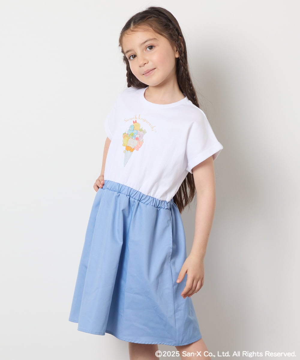 KJEGA80044 a.v.v KIDS(アー・ヴェ・ヴェ) [100-140]すみっコぐらしドッキングワンピース ライトブルー