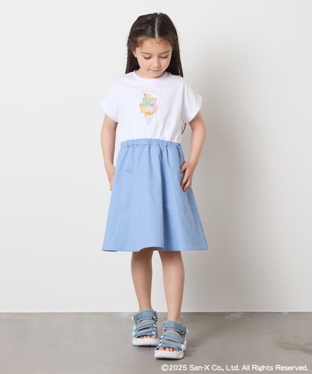 KJEGA80044 a.v.v KIDS(アー・ヴェ・ヴェ) [100-140]すみっコぐらしドッキングワンピース ライトブルー