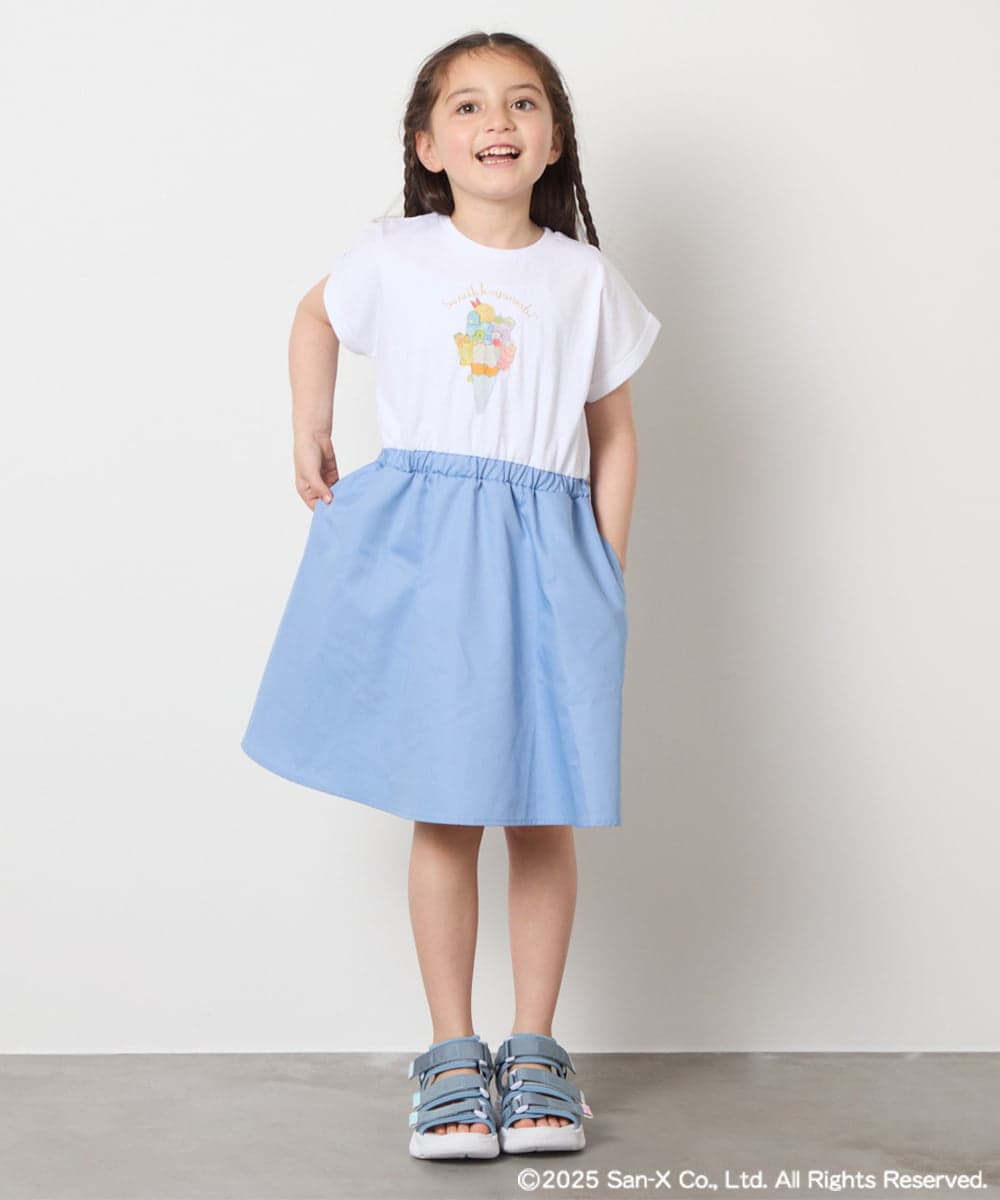 KJEGA80044 a.v.v KIDS(アー・ヴェ・ヴェ) [100-140]すみっコぐらしドッキングワンピース ライトブルー
