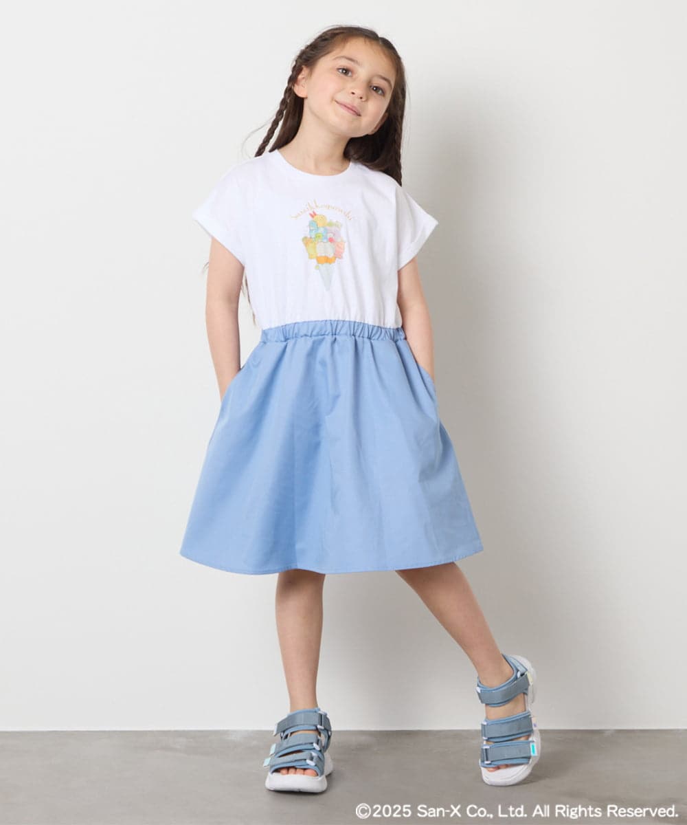 KJEGA80044 a.v.v KIDS(アー・ヴェ・ヴェ) [100-140]すみっコぐらしドッキングワンピース ライトブルー