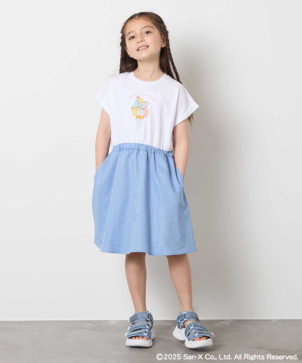 KJEGA80044 a.v.v KIDS(アー・ヴェ・ヴェ) [100-140]すみっコぐらしドッキングワンピース ライトブルー