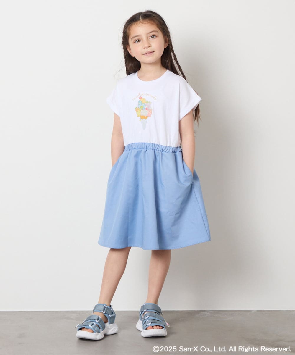 KJEGA80044 a.v.v KIDS(アー・ヴェ・ヴェ) [100-140]すみっコぐらしドッキングワンピース ライトブルー